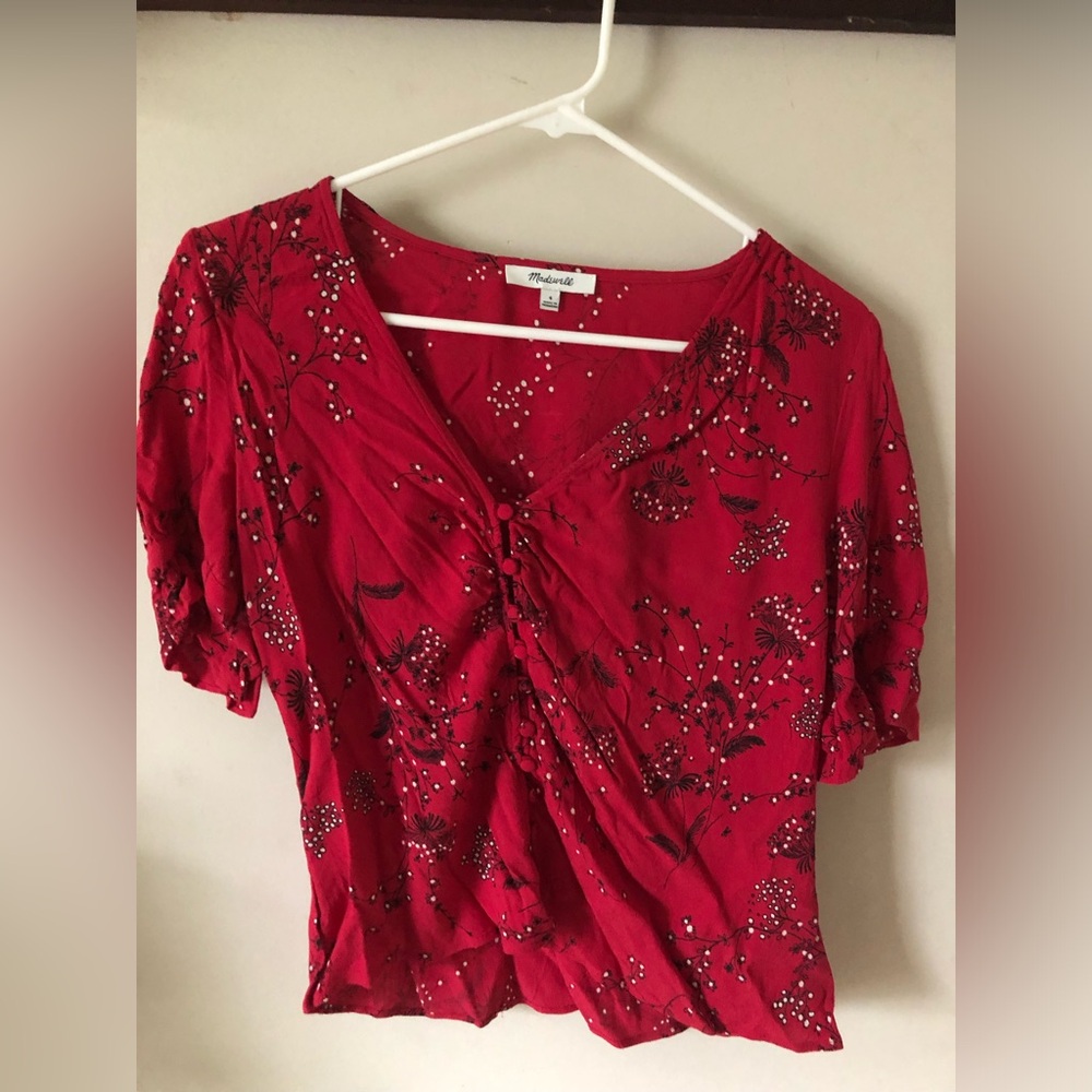 Madewell top red floral size S